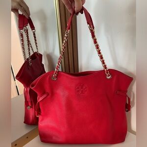 Tory Burch Large Red Leather Tote Purse